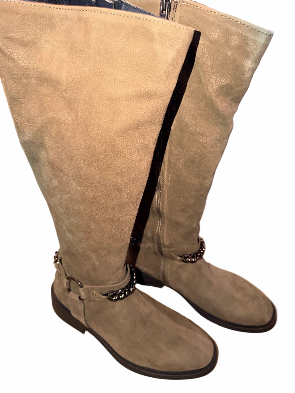 Steve Madden, Leather Upper, Taupe Boots, Chain, SZ 11M, NIB